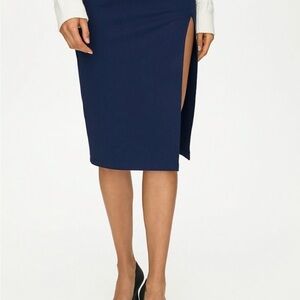 Babaton Navy Pencil Skirt with Slit (Size 6)